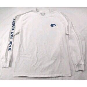 Costa Del Mar Long Sleeve T Shirt White Large See What's Out There Fish Graphic